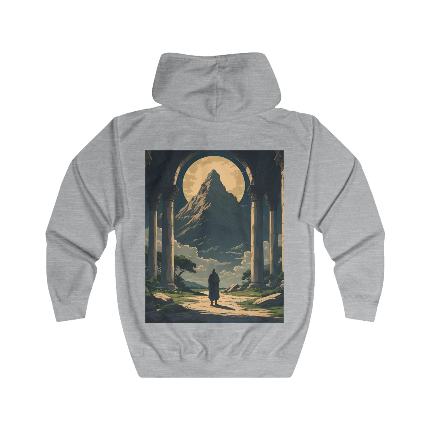 Inspirational Hoodie with Mountain and Psalm 91:1 Design, Cozy Unisex Zip Up Sweater for Nature Lovers, Faith, Gift for Him or Her
