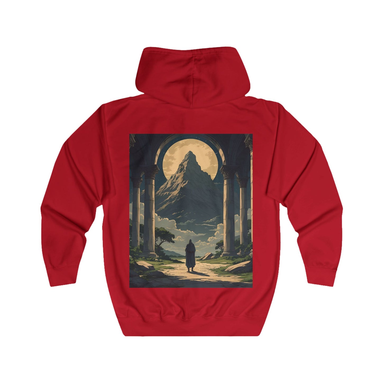 Inspirational Hoodie with Mountain and Psalm 91:1 Design, Cozy Unisex Zip Up Sweater for Nature Lovers, Faith, Gift for Him or Her