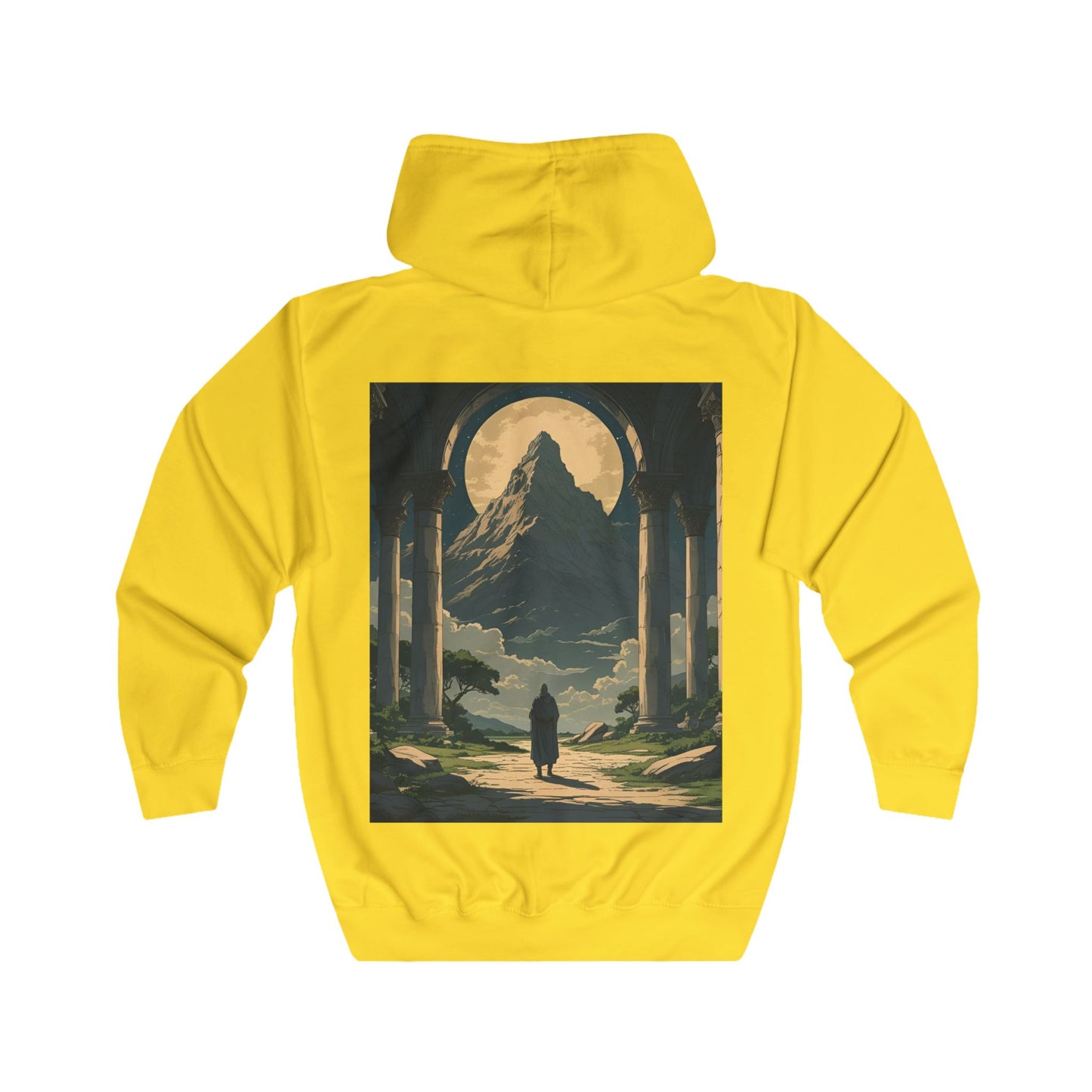 Inspirational Hoodie with Mountain and Psalm 91:1 Design, Cozy Unisex Zip Up Sweater for Nature Lovers, Faith, Gift for Him or Her