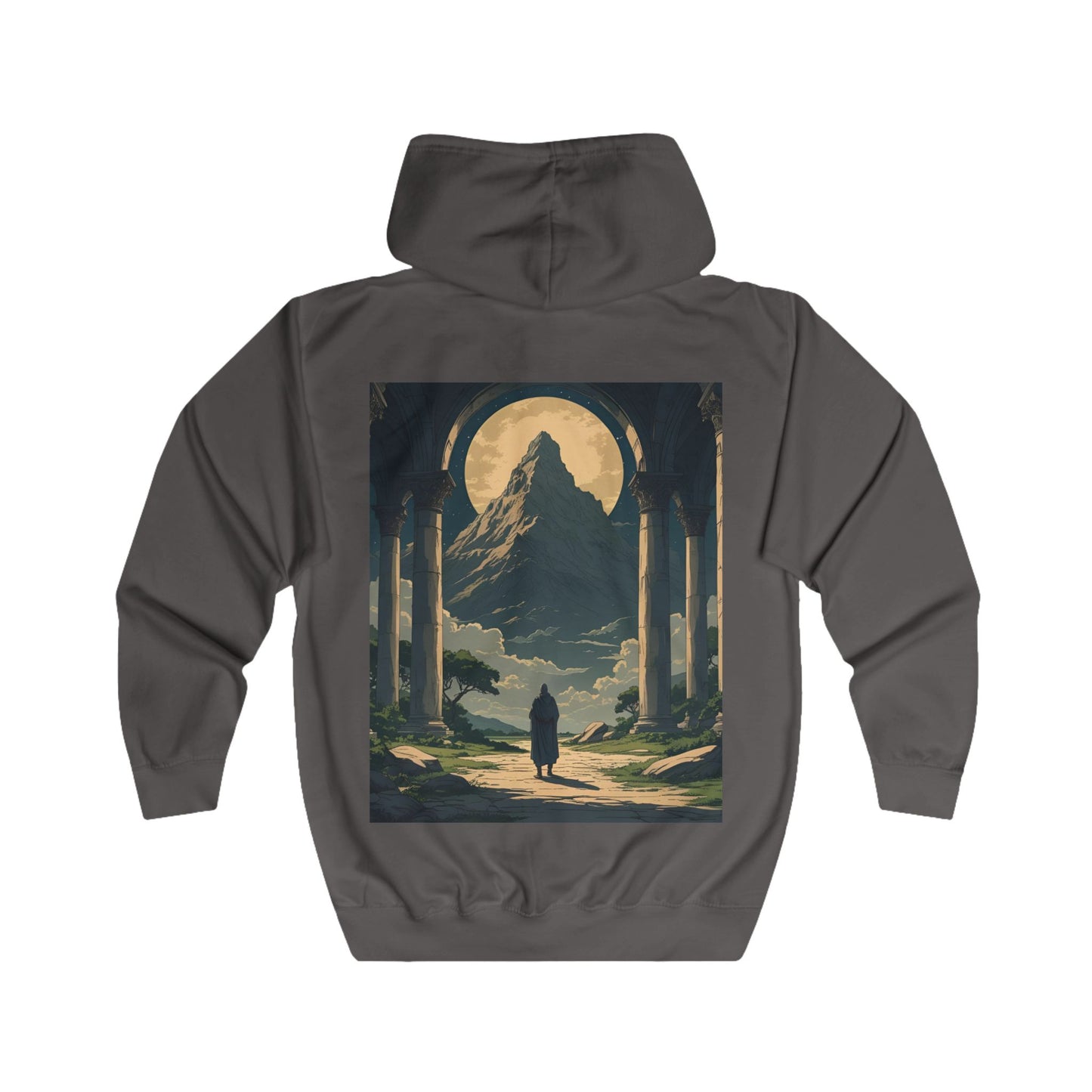 Inspirational Hoodie with Mountain and Psalm 91:1 Design, Cozy Unisex Zip Up Sweater for Nature Lovers, Faith, Gift for Him or Her