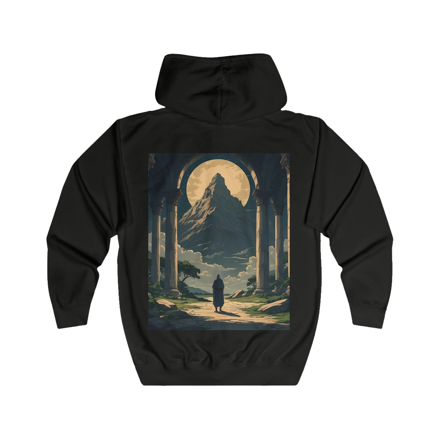 Inspirational Hoodie with Mountain and Psalm 91:1 Design, Cozy Unisex Zip Up Sweater for Nature Lovers, Faith, Gift for Him or Her